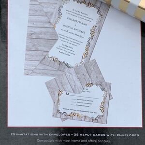 Diy Wedding Invitations & RSVP CardSet gold foil NEW